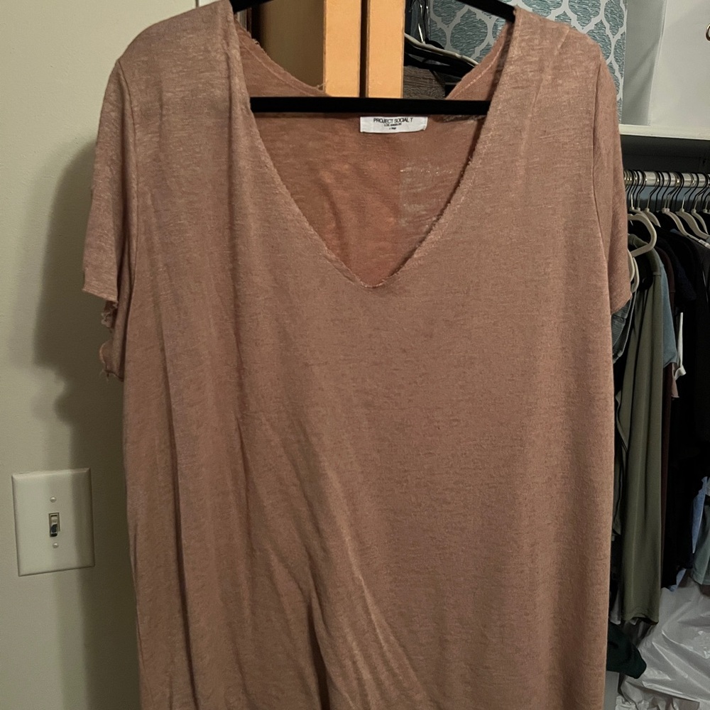 Project Social T V-Neck Brown Top